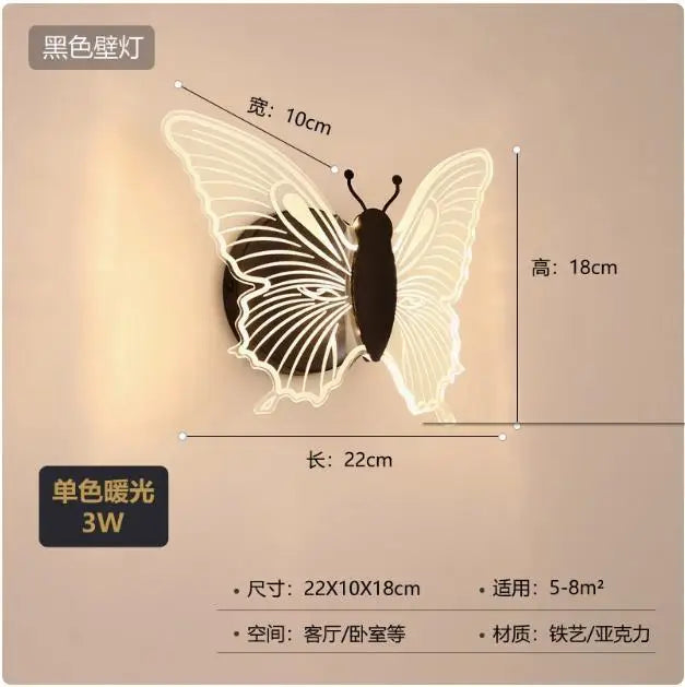 applique murale LED papillon pour chambre d'enfant décoration murale