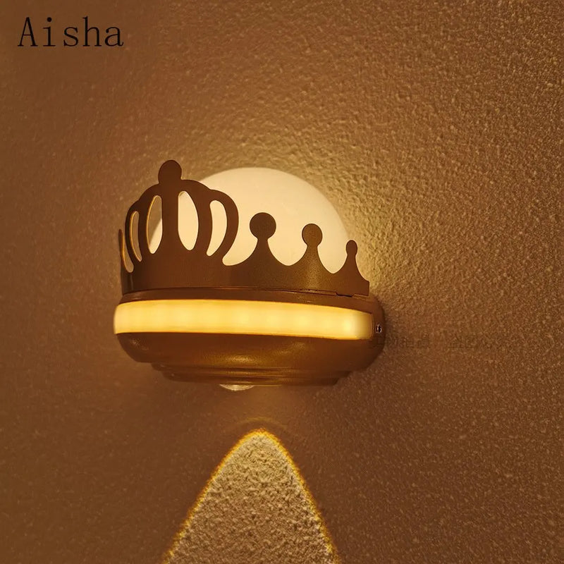 2023 New Crown Wall Lamp LED Outdoor Waterproof Wall Light IP65 Staircase Wall Lamp Children's Bedroom Wall Decoration Sconces