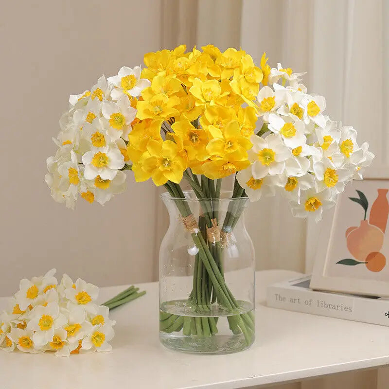 lot de 6 bouquets de fleurs narcisses artificielles pour toutes décorations