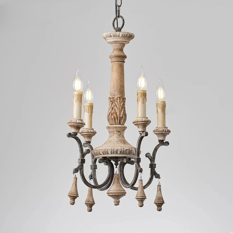 lustre rétro en bois pour décoration intérieure élégante et raffinée