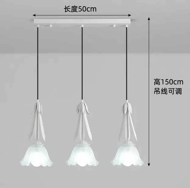 lustre suspendu à led en verre blanc laiteux à 3 têtes