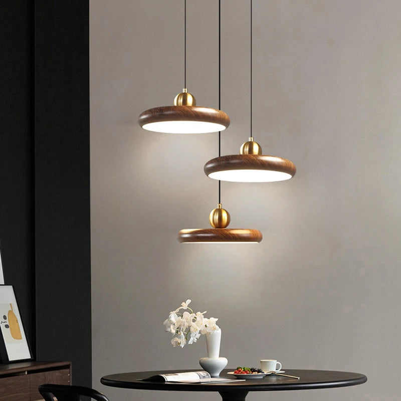 lustre en fer imitation grain de bois luminaire suspendu variable