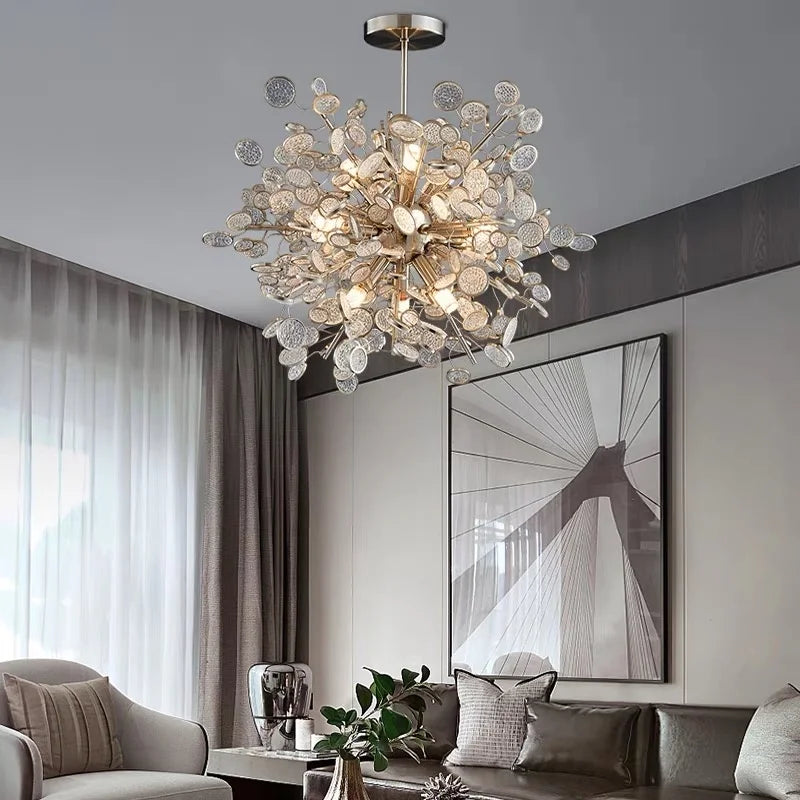 2023 Light Luxury LED Ceiling Chandelier Trend Villa Living Dining Room Pendant Lamp Modern Lustre Bedroom Hanging Light Fixture