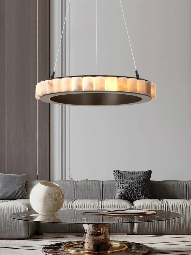 lustre moderne en duplex marbre naturel pour famille