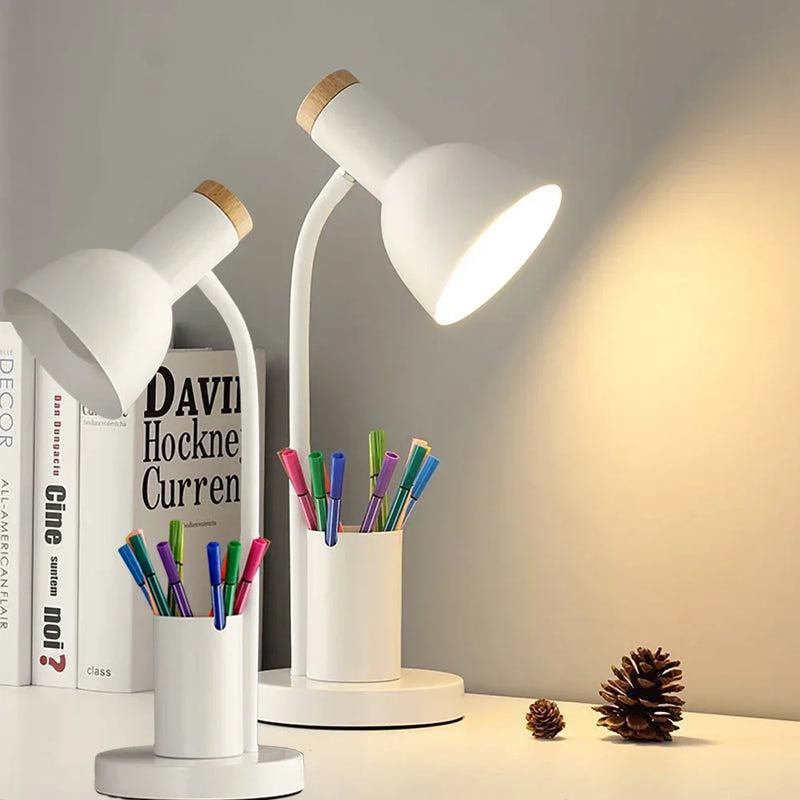 lampe de bureau créative nordique avec porte-stylo led décoratif