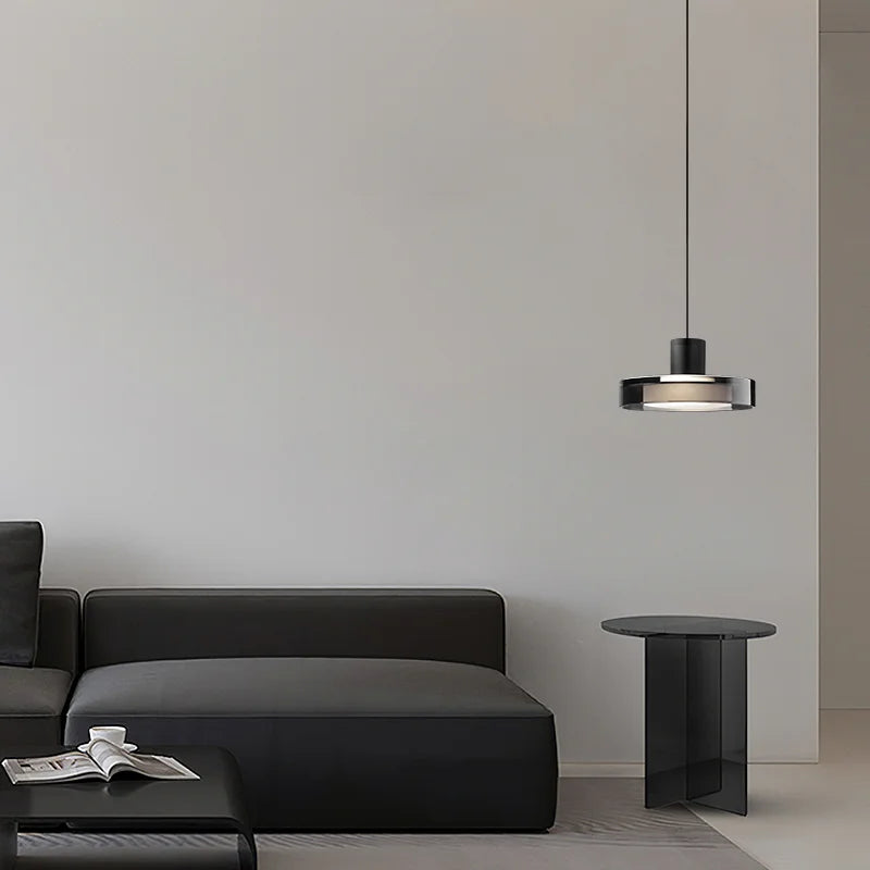 suspension moderne en acier inoxydable et verre design