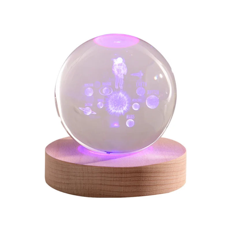 boule de cristal 3D système solaire gravé cadeau décoratif