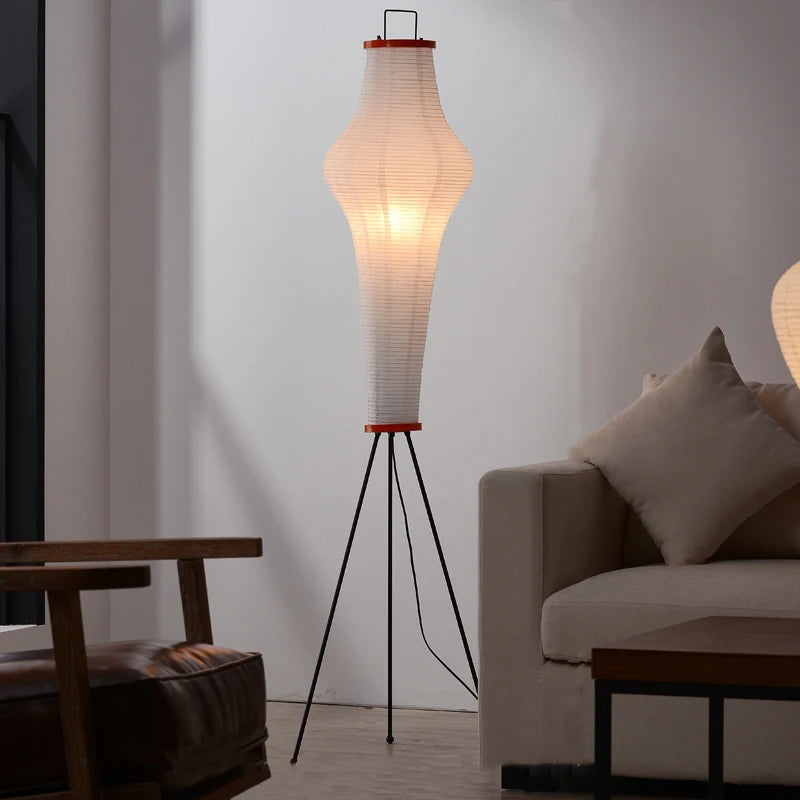 lampadaire en papier de riz design japonais pour intérieur moderne