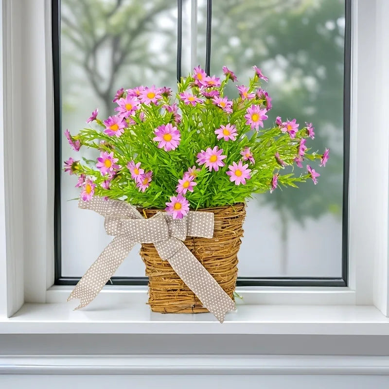 panier de fleurs artificielles couronne de printemps pour décoration de Pâques