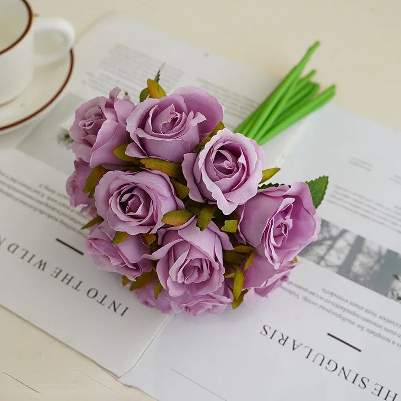 bouquet de roses artificielles en soie décoration florale pour table