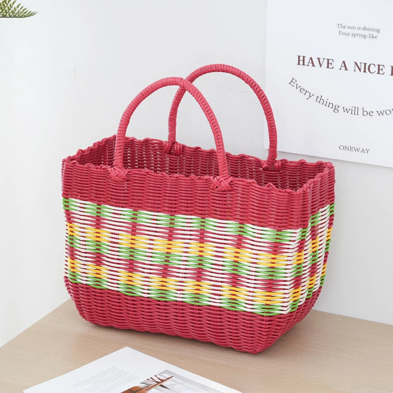 panier tissé imitation rotin pour pique-nique en extérieur