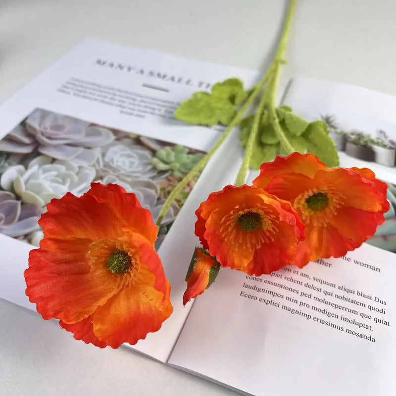 fleurs de pavot artificielles en soie pour décoration et événements