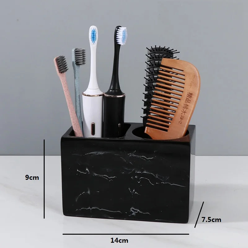 porte-brosse à dents en résine marbrée pour salle de bain