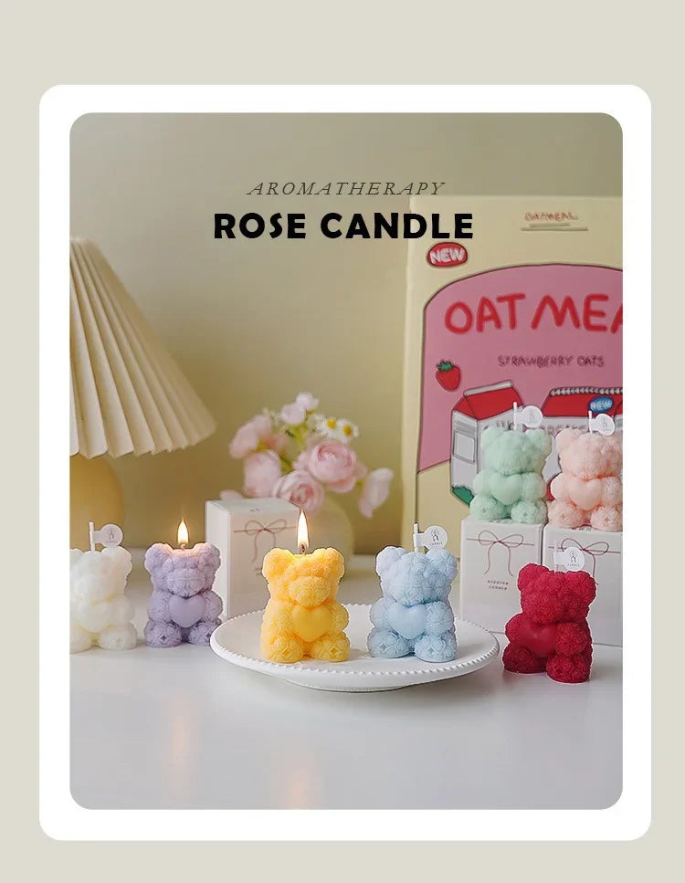 bougie ours en cire de soja parfumée pour détente et cadeaux