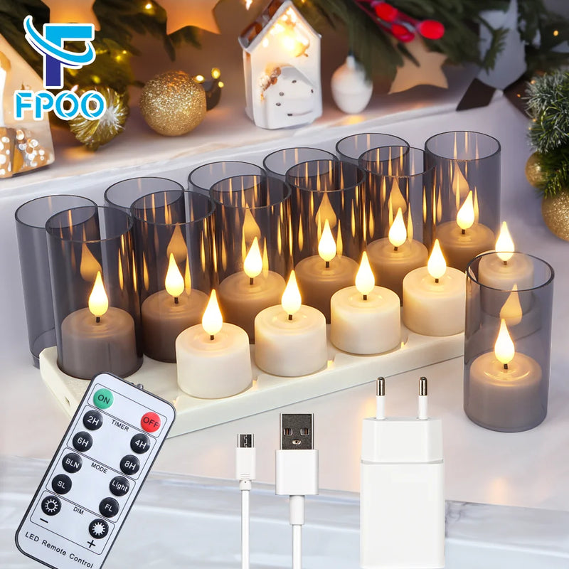 lot de 6 ou 12 bougies led rechargeables avec minuterie et clignotantes