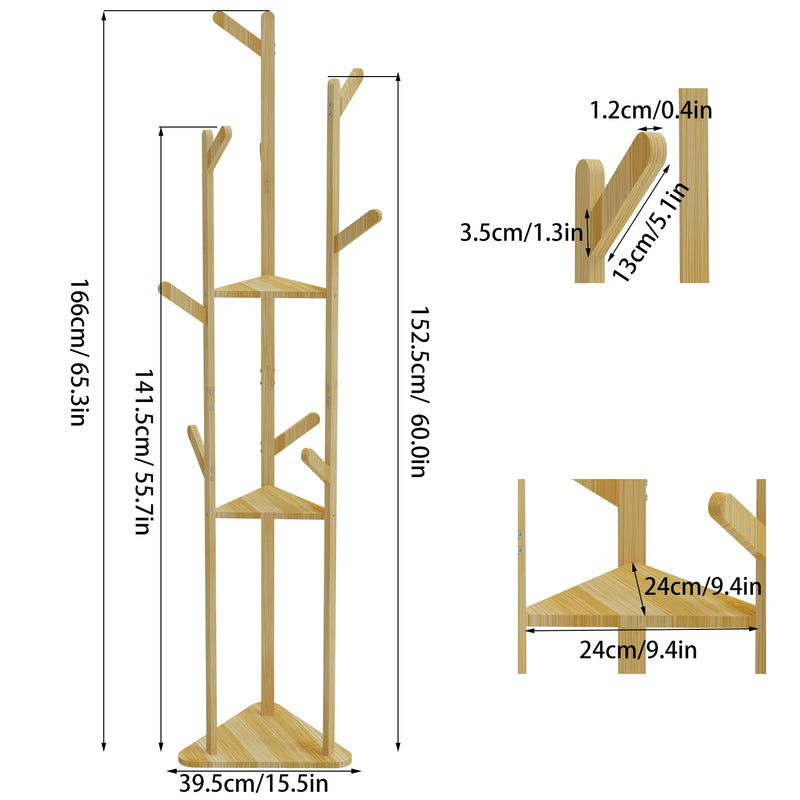 support en bambou naturel pour vêtements et accessoires décoratifs