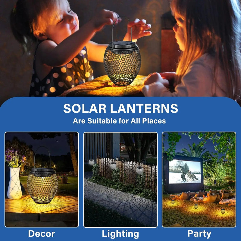 lanterne solaire décorative en métal pour extérieur suspendue