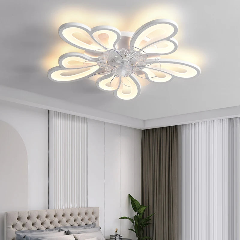 Busmos Fan LED Pendant Lamp Modern LED Pendant Lamp For Living Room, Bedroom, Studio Fan LED Pendant Lamp Dimmable White