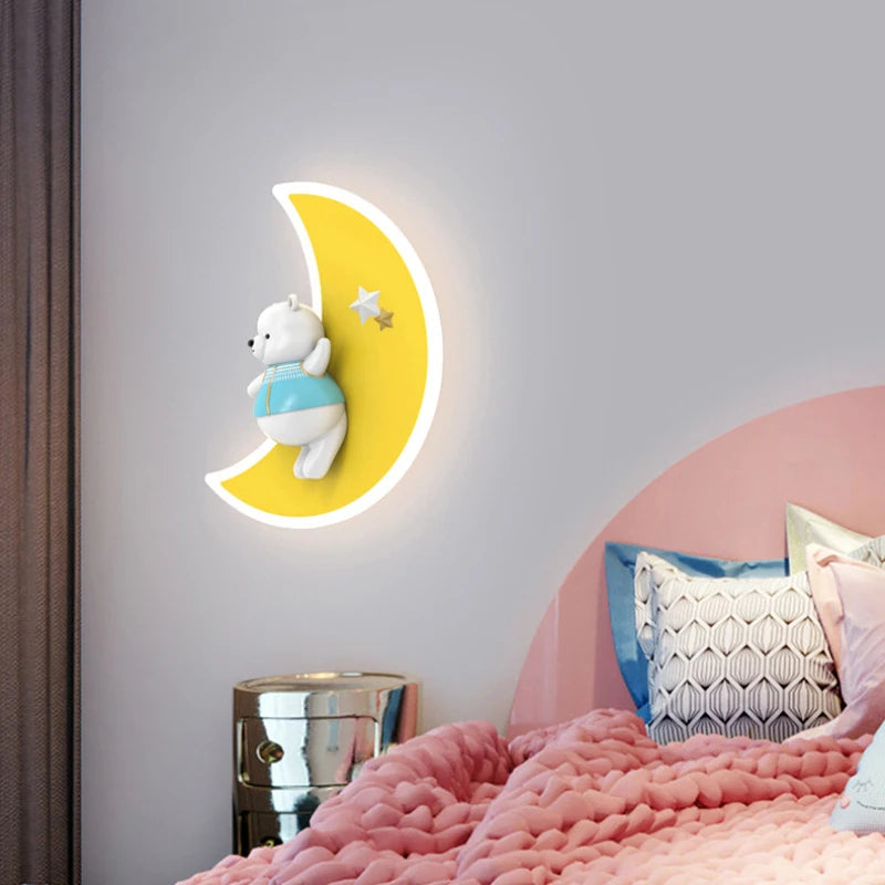 applique murale ours blanc lampe lune pour chambre enfant