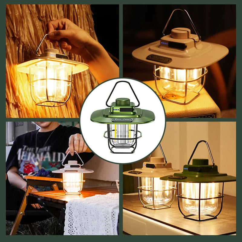 mini lanternes suspendues métal vintage lampe camping rechargeable étanche