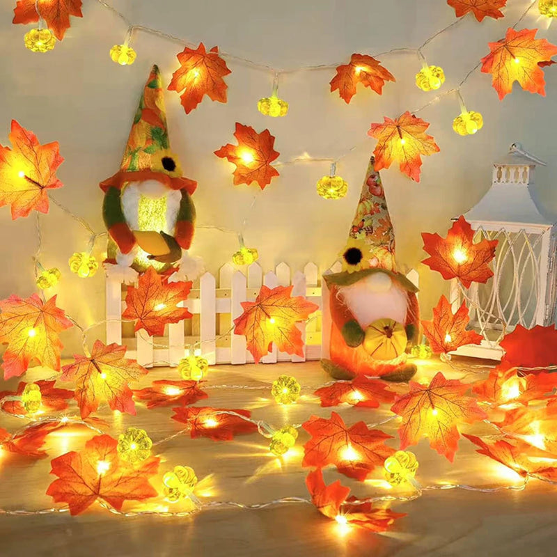 guirlande lumineuse feuilles dérable pour décorations automne hiver