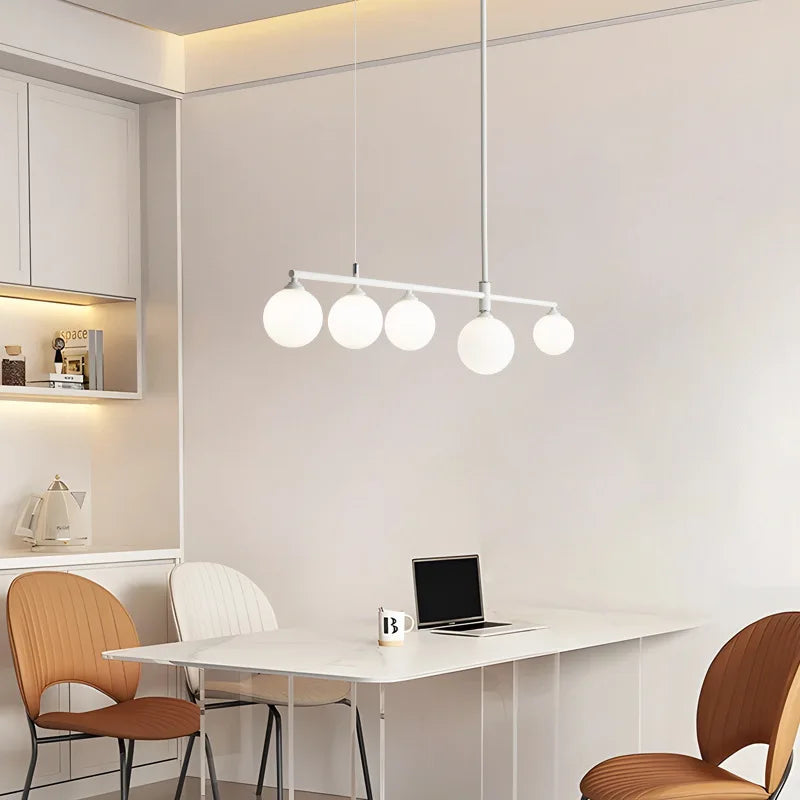 Pastoral Dining Table Pendant Lamps Long Hanging Light for Living Room Kitchen Restaurant Chandelier Fixtures Milky White Glass