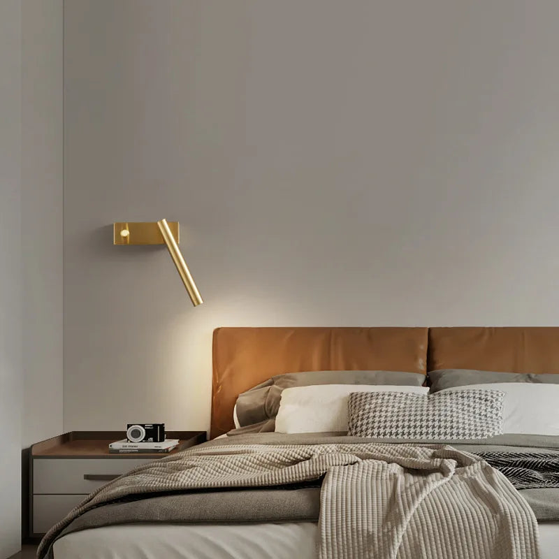 Copper Wall Lights With Switch Rotatable For Bedroom Living Room Reading Lamp Natural Light 4000K Gold Black Brass Dropshipping