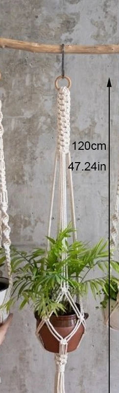 support de plante en macramé suspendu fait main en coton naturel