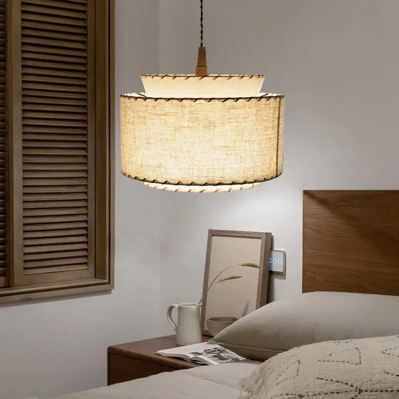 lustre à led en tissu japonais pour décoration intérieure moderne