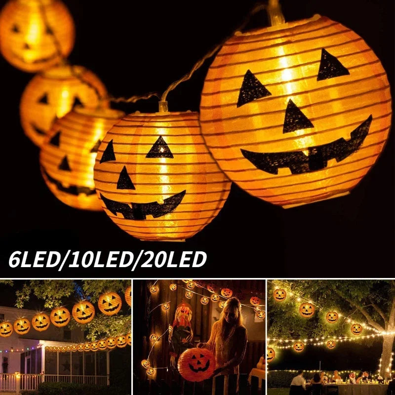 guirlande lumineuse citrouille pour décor halloween en intérieur extérieur