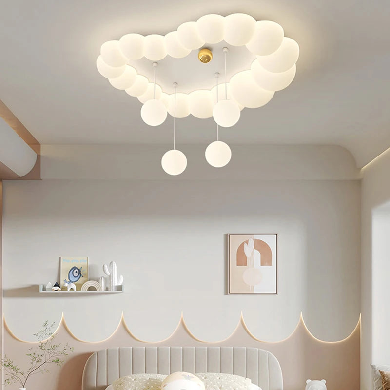 Nordic Cloud Ceiling Lamps Bedroom Ceiling Light Pink White Bubble Design Children's Room Chandelier Lights for Princess Room