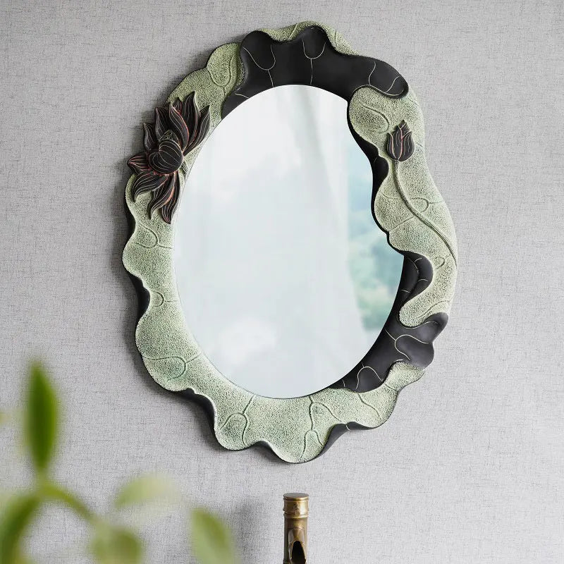 miroirs décoratifs ovales adhésifs rétro pour décoration murale