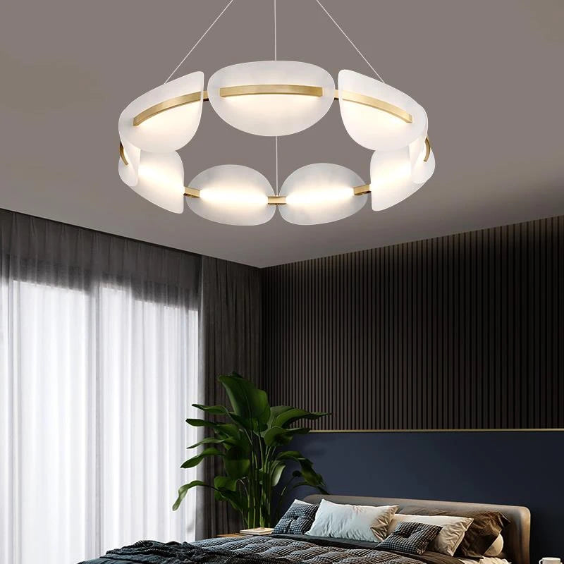 Creative Romantic Petals Acrylic Copper Pendant Lamp Modern Living Room, Bedroom, Cloakroom Decoration LED Pendant Lamp