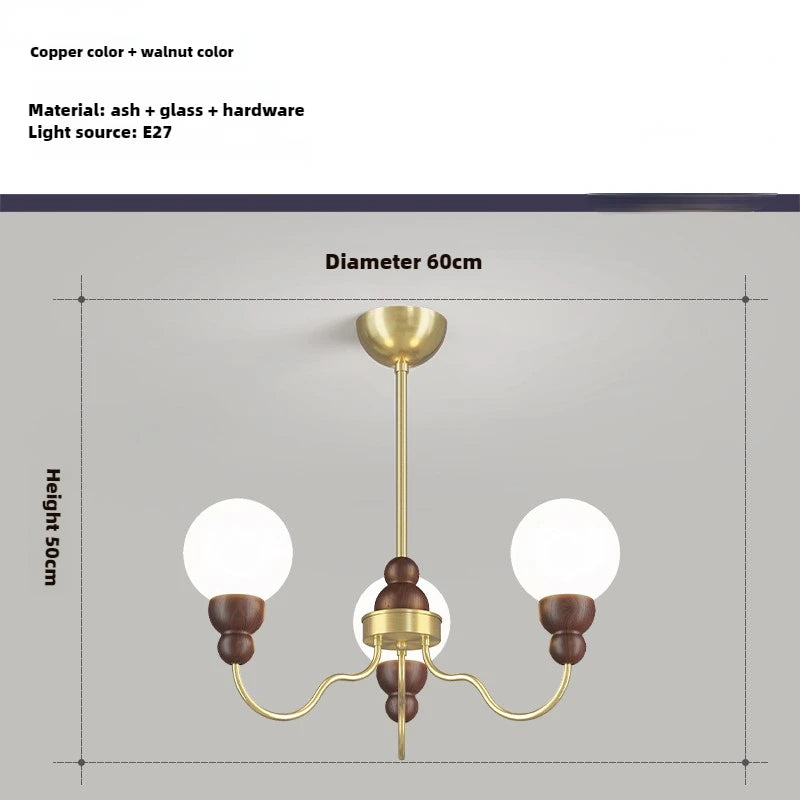 suspension en verre rétro en bois pour intérieur élégant