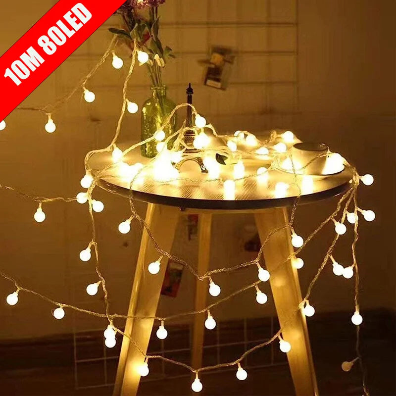 guirlande lumineuse led à boules pour mariage jardin et fêtes