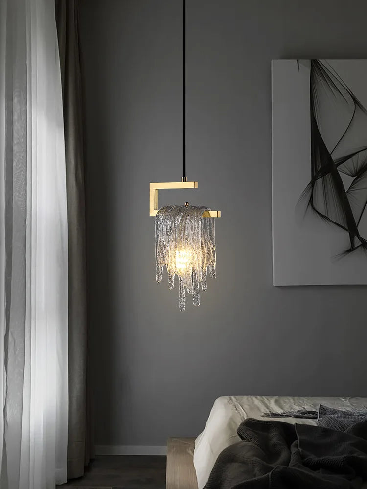 suspension en verre cristal art déco avec éclairage led