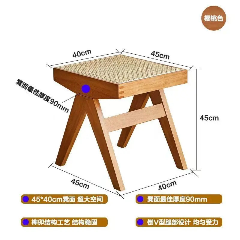 banc en rotin tressé style japonais ancien pour petit espace