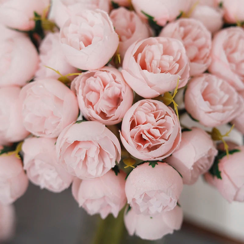 bouquet de 27 roses et pivoines artificielles en soie décoratives