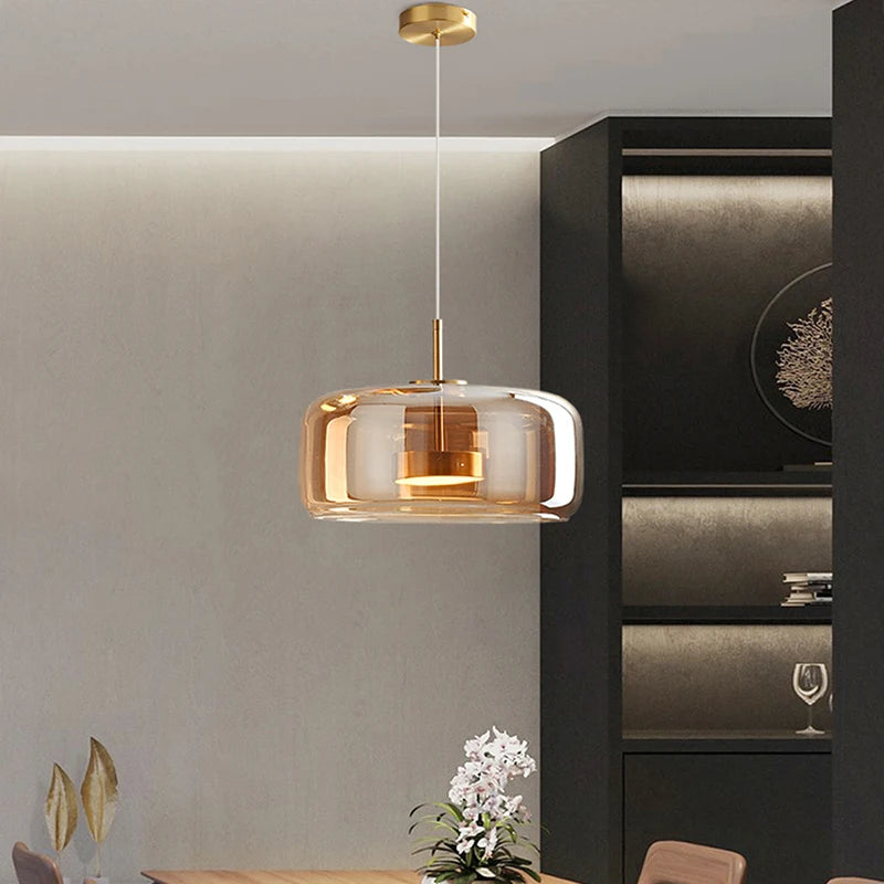 lampe suspendue en verre led luxe décor nordique moderne