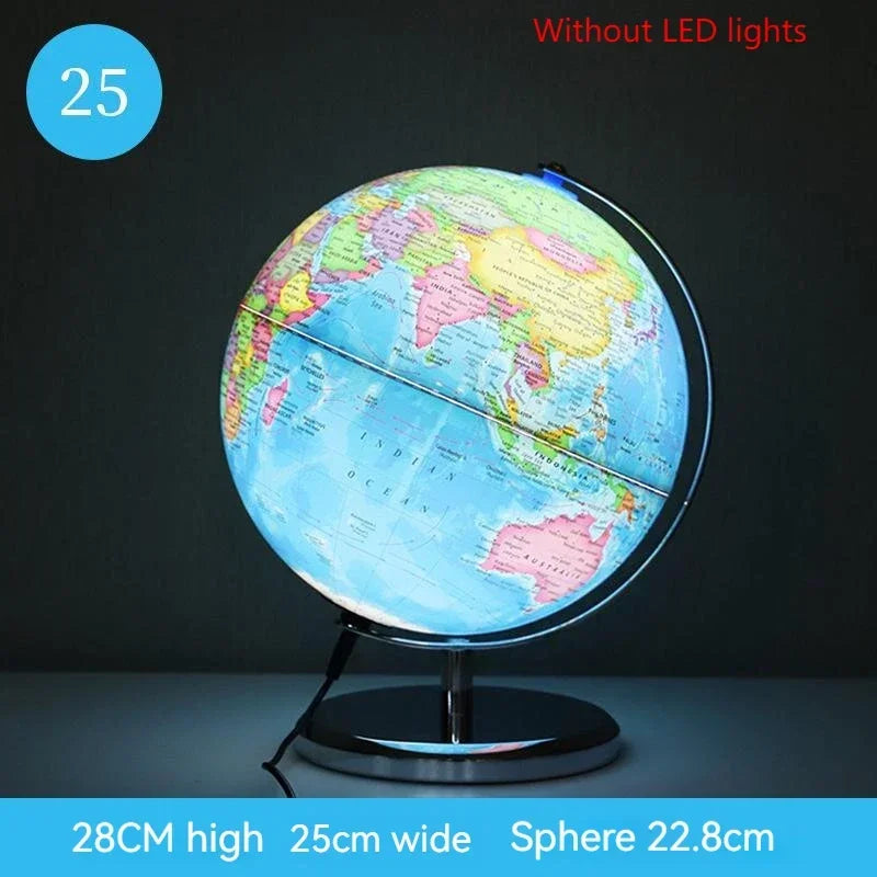 globe terrestre lumineux avec carte du monde éducative