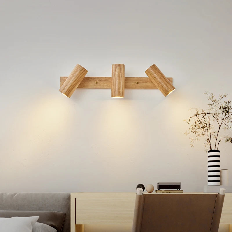 applique murale en bois style nordique led rotatif