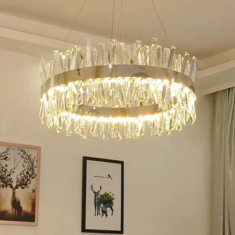 lustre en cristal nordique lumineux pour décoration moderne