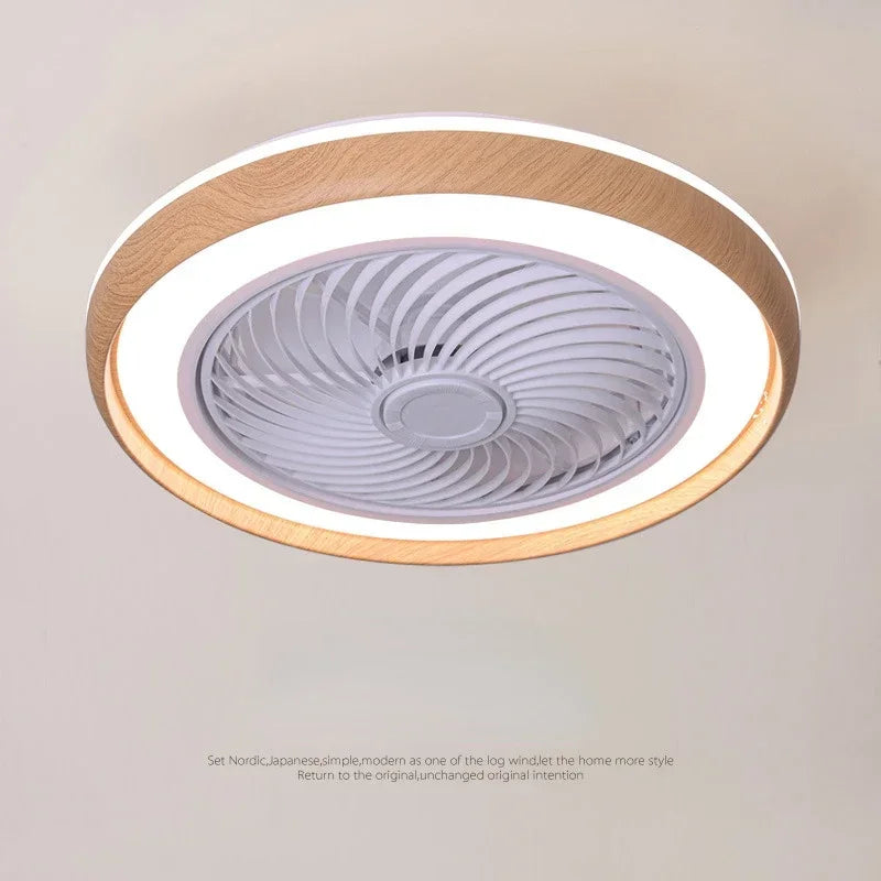 ventilateur électrique moderne en bois avec lumière led à distance