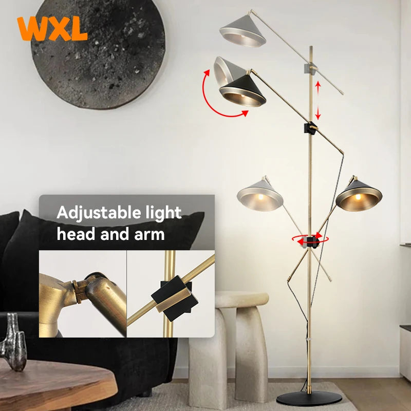 lampadaire led scandinave moderne double réglable pour intérieur