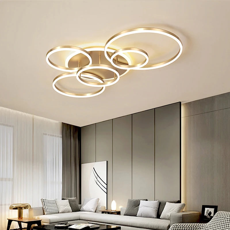 plafonnier led moderne avec anneau doré luminaire décoratif d'intérieur