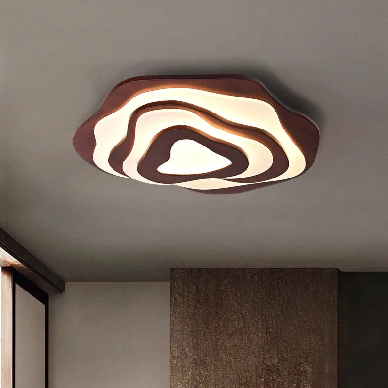 plafonnier led en bois design nordique avec télécommande