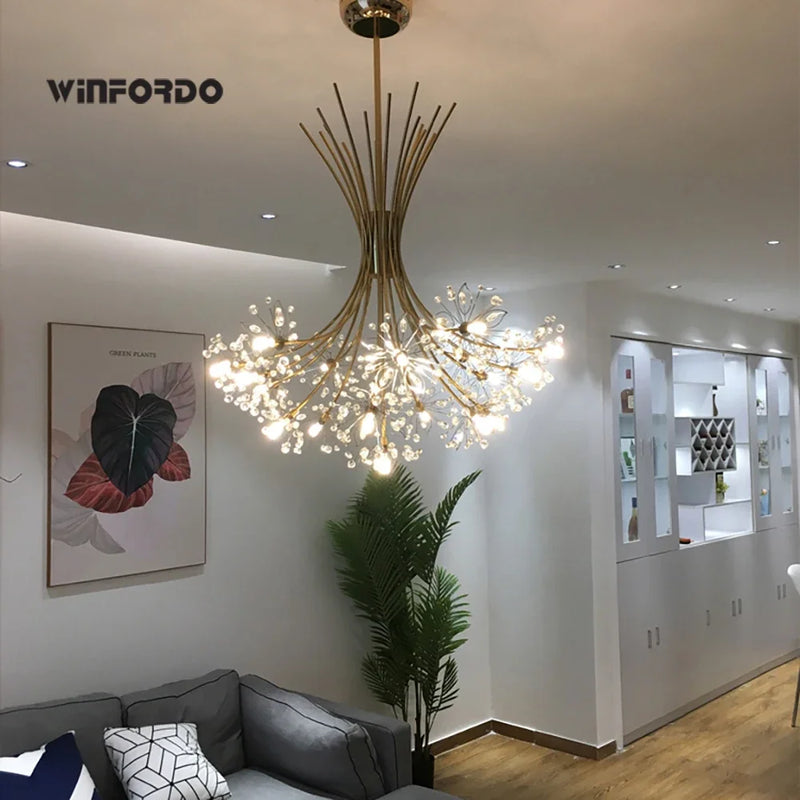 lustre moderne en cristal avec 	 led luminaria lampadario