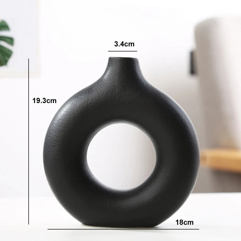 vase circulaire en céramique pour décoration intérieure et fleurs