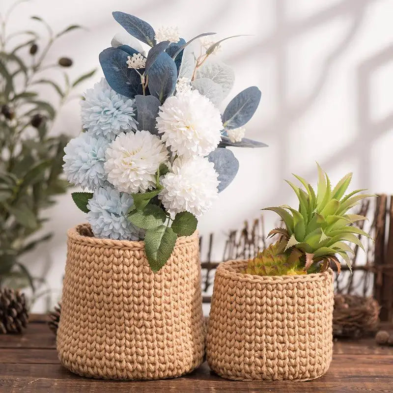 panier de rangement en corde de coton pour plantes et décorations