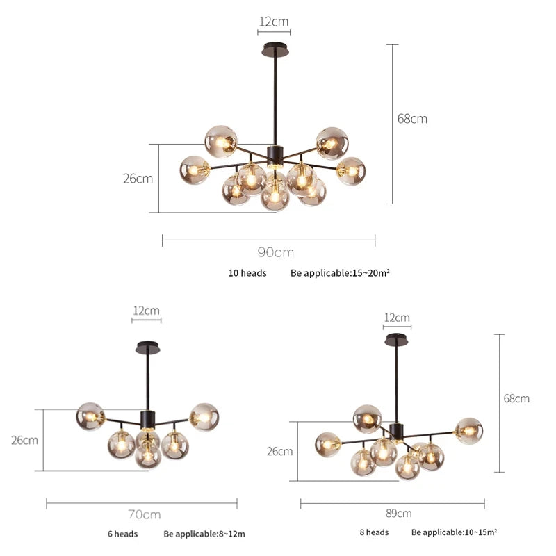 lustre en verre nordique suspension moderne pour décoration intérieure